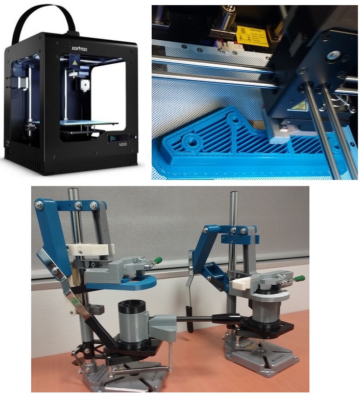 Notre machine de prototypage rapide et un exemple d'outil de production réalisé en impression 3D